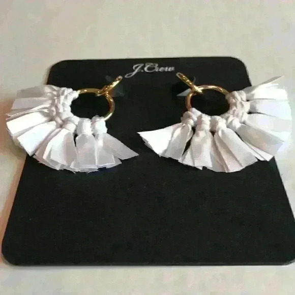 J Crew new Fabric Fan Earrings in White - Picture 4 of 8